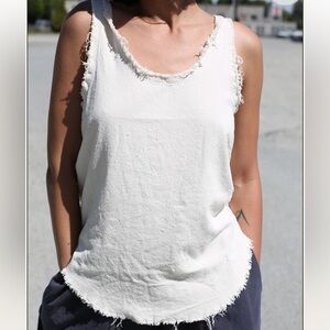 Black Crane Center Seam Tank, Cream